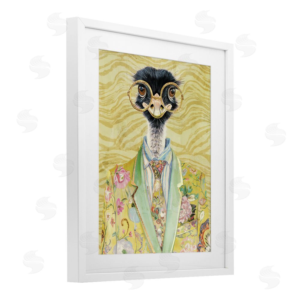 Svetlana Aleynikova Dandy Ostrich Portrait White Framed Print Under Glass Wall Art