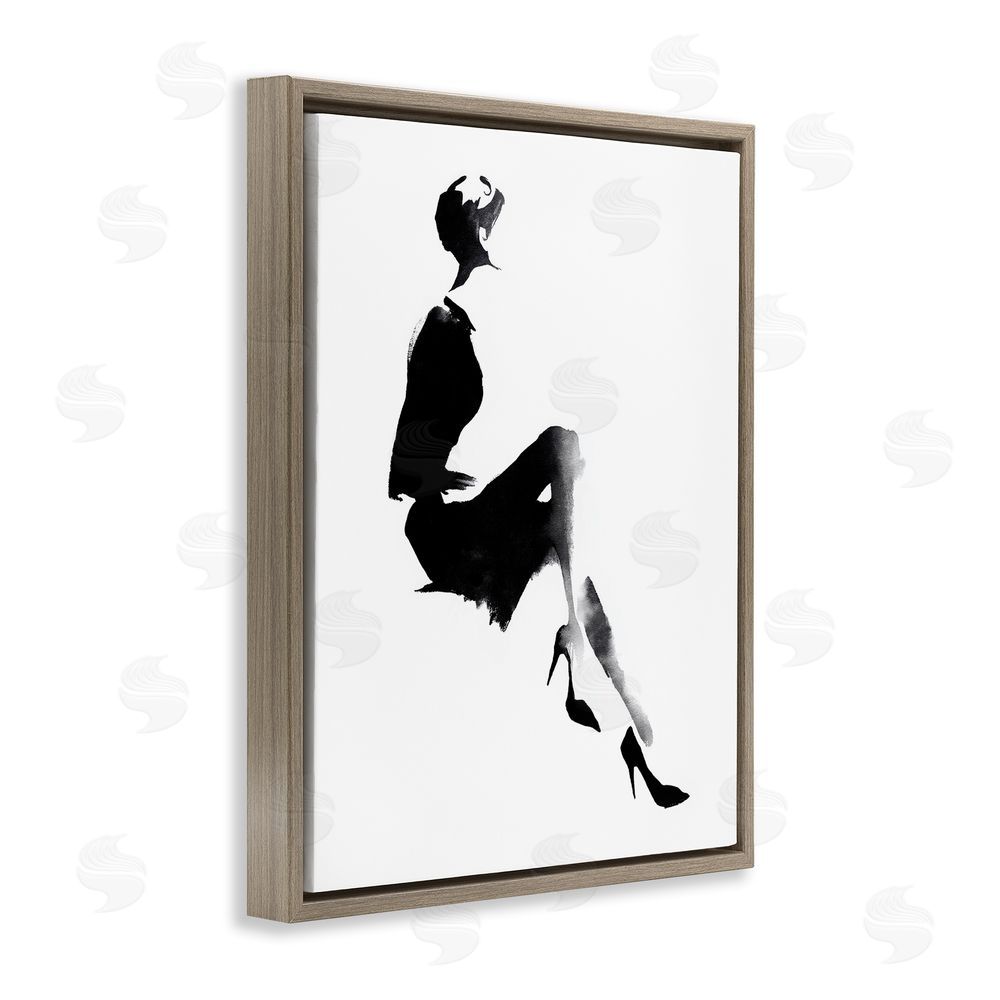 Svetlana Aleynikova Chic Silhouette Noir Brown Floating Frame Canvas Wall Art Print