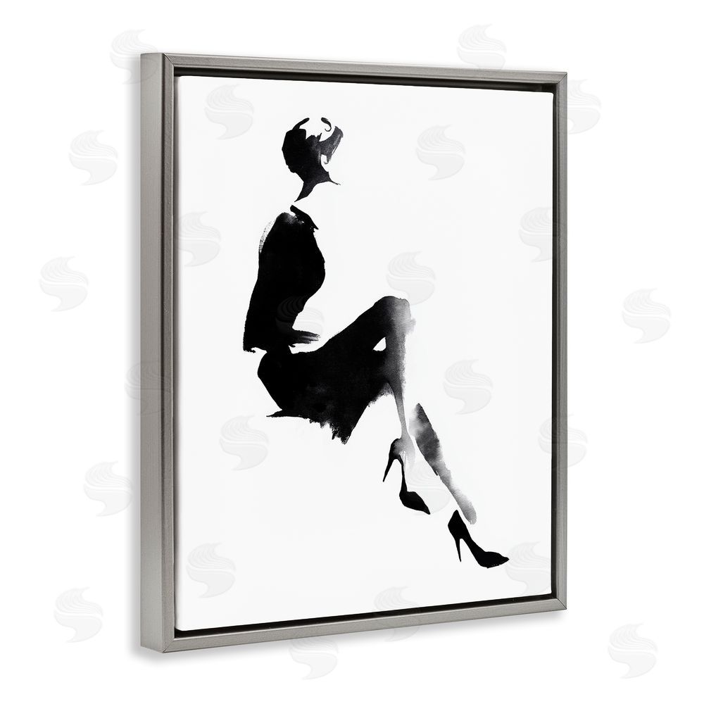 Svetlana Aleynikova Chic Silhouette Noir Gray Floating Frame Canvas Wall Art Print