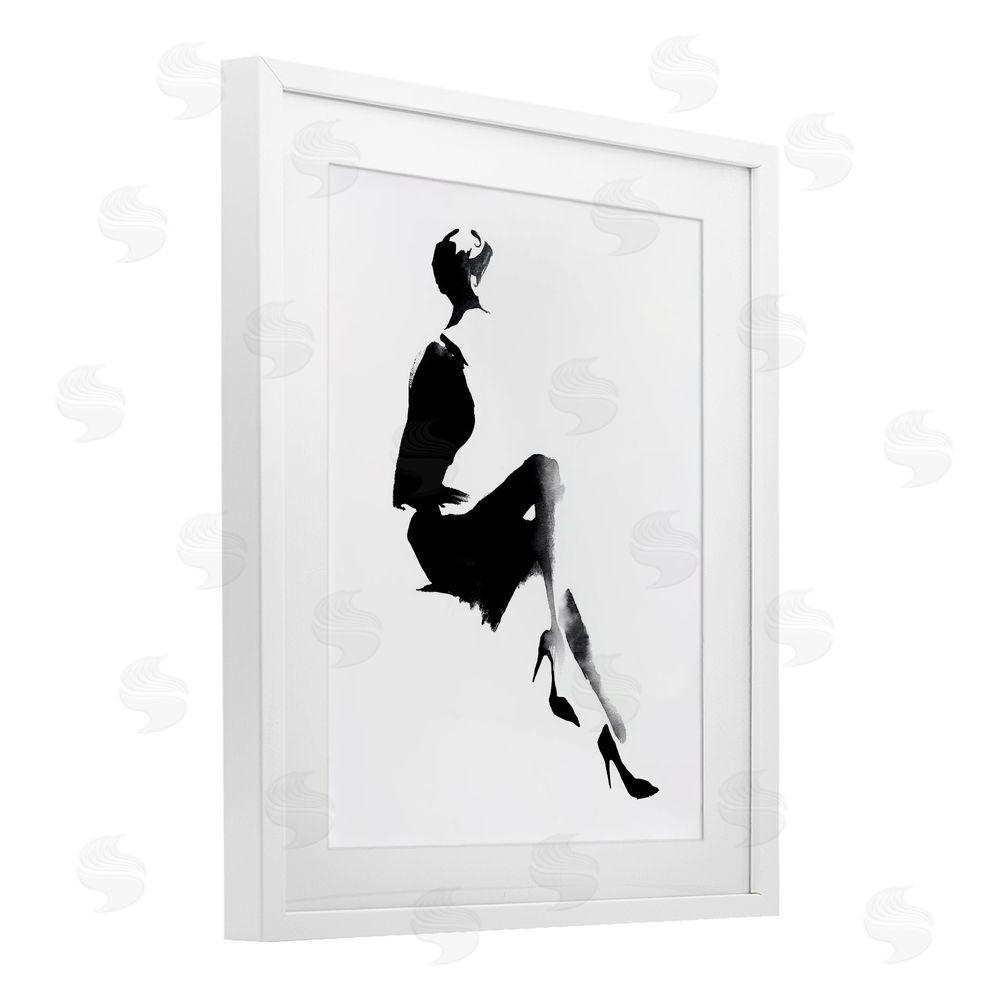 Svetlana Aleynikova Chic Silhouette Noir White Framed Print Under Glass Wall Art