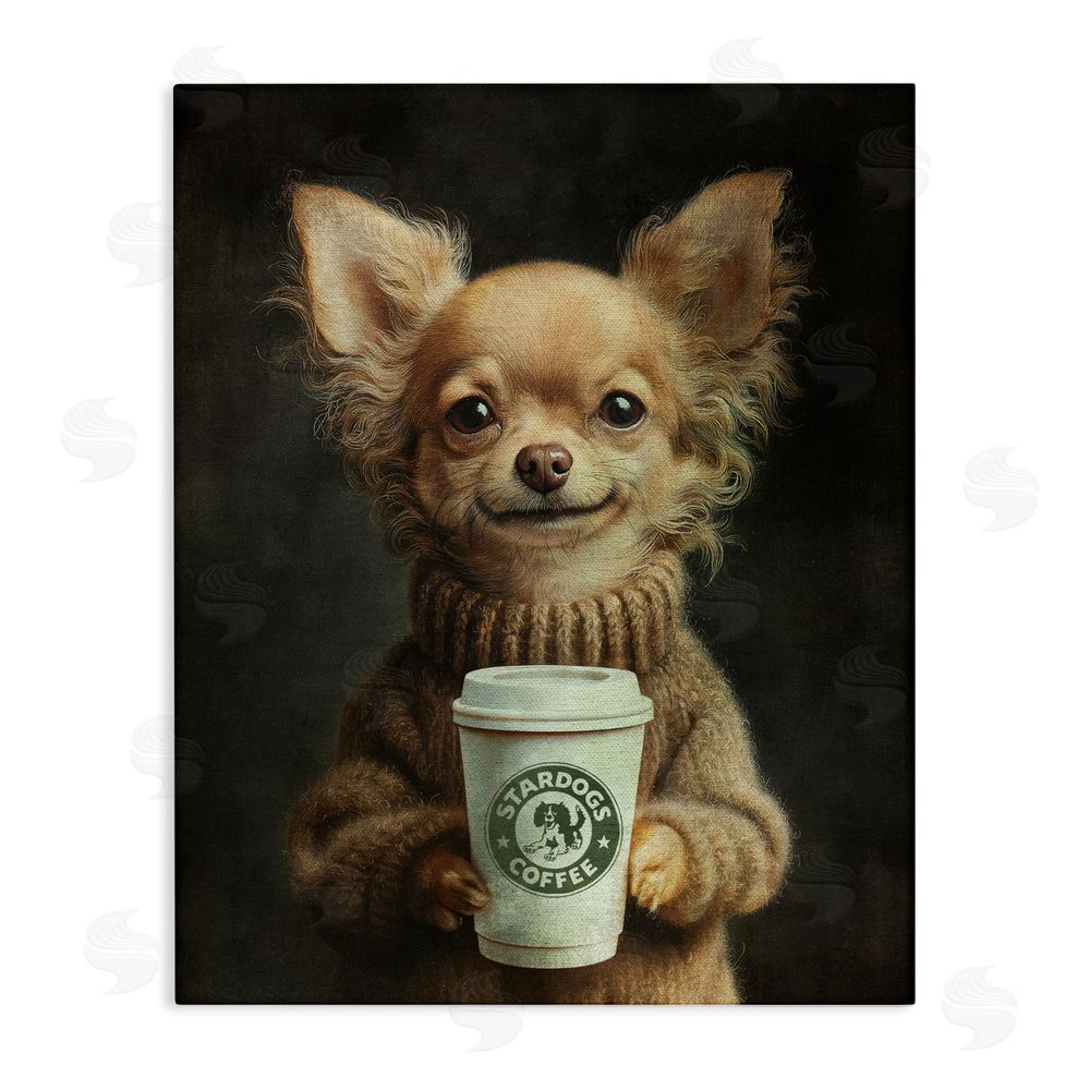 Svetlana Aleynikova Espresso Pup in Cozy Sweater Stretched Canvas Wall Art