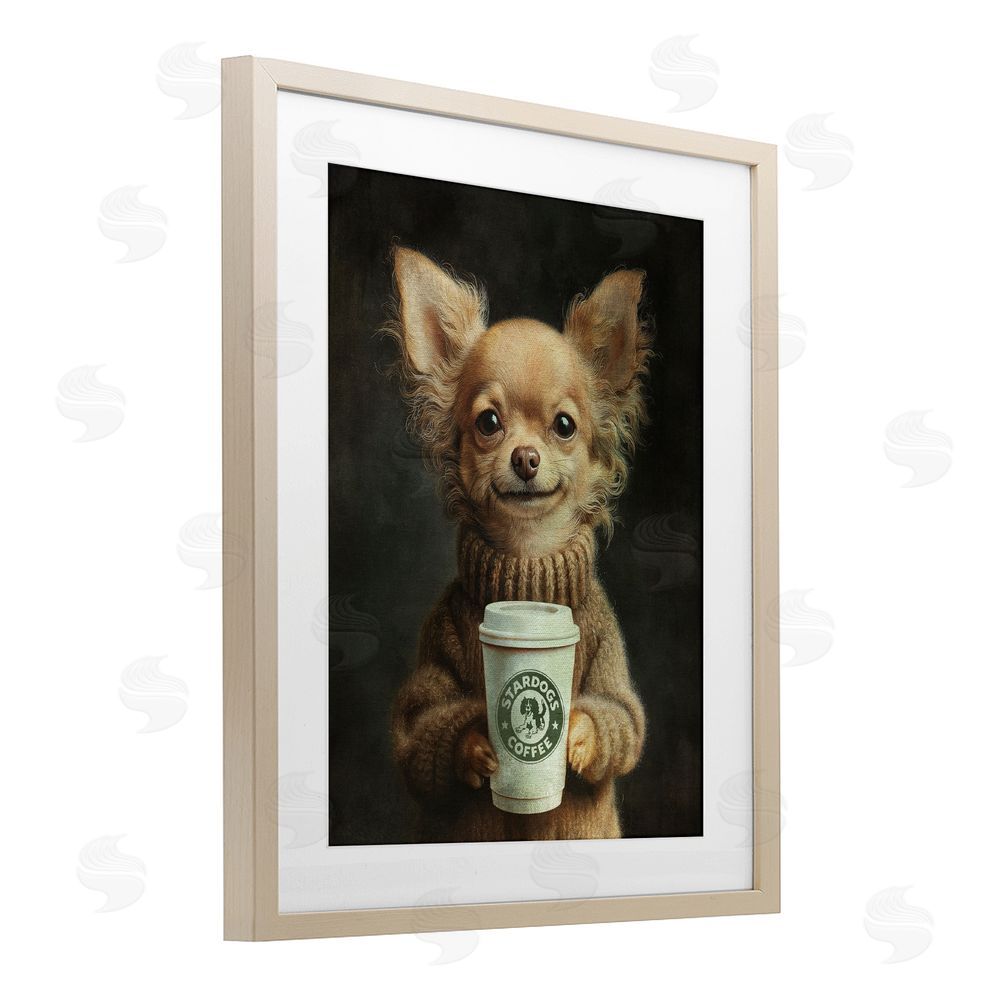 Svetlana Aleynikova Espresso Pup in Cozy Sweater Brown Framed Print Under Glass Wall Art
