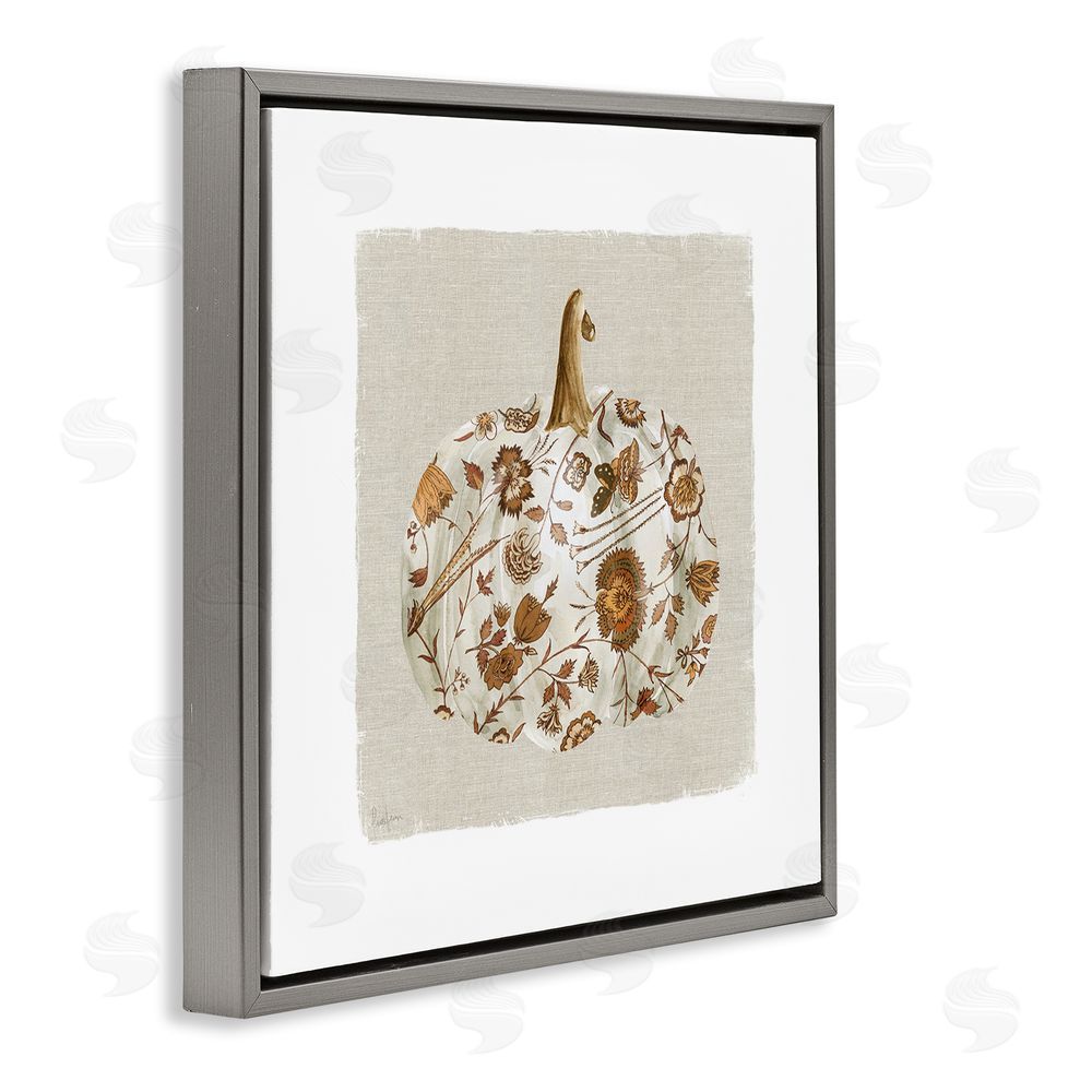 Livi Finn Red Harvest Pumpkin Gray Floating Frame Canvas Wall Art Print