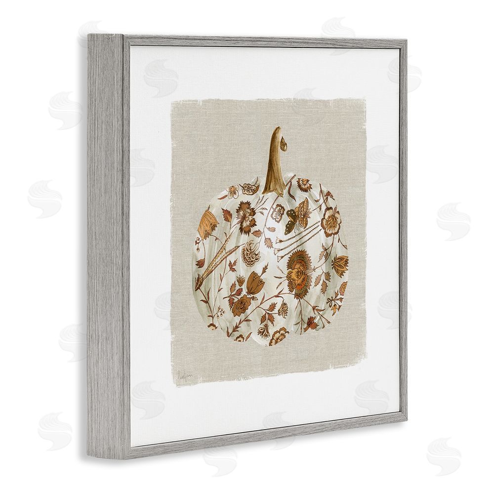 Livi Finn Red Harvest Pumpkin Gray Framed Giclee Wall Art Print