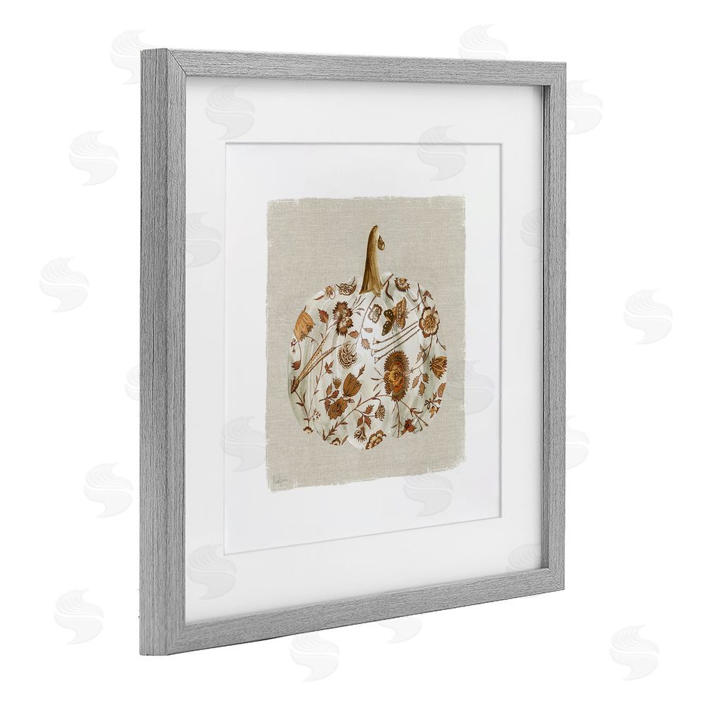 Livi Finn Red Harvest Pumpkin Gray Framed Print Under Glass with White Mat Wall Art