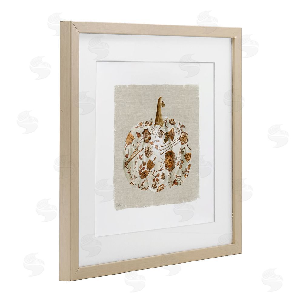 Livi Finn Red Harvest Pumpkin Birch Framed Print Under Glass with White Mat Wall Art