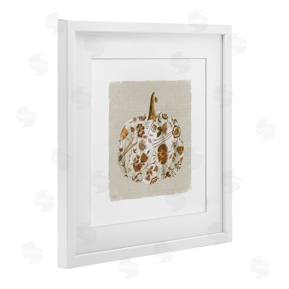 Livi Finn Red Harvest Pumpkin White Framed Print Under Glass with Mat Wall Art