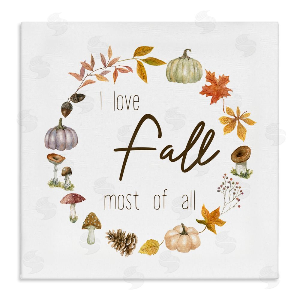 Livi Finn Love Fall Most Wreath Canvas Wall Art Print