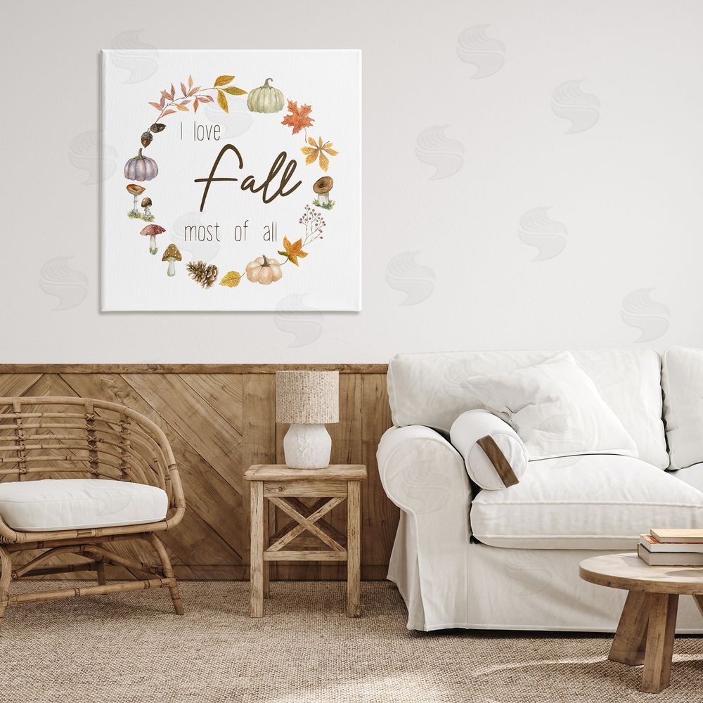 Livi Finn Love Fall Most Wreath Canvas Art on Wall