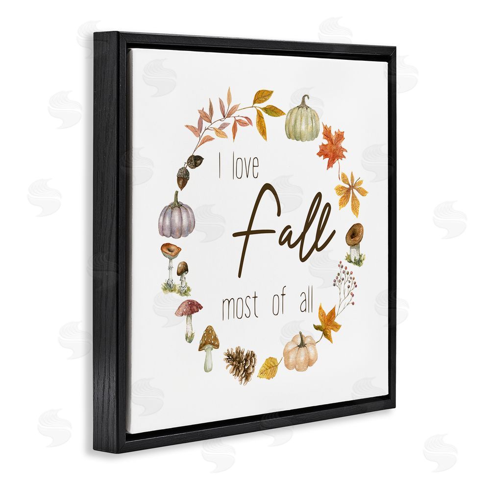 Livi Finn Love Fall Most Wreath Black Floating Frame Canvas Wall Art Print