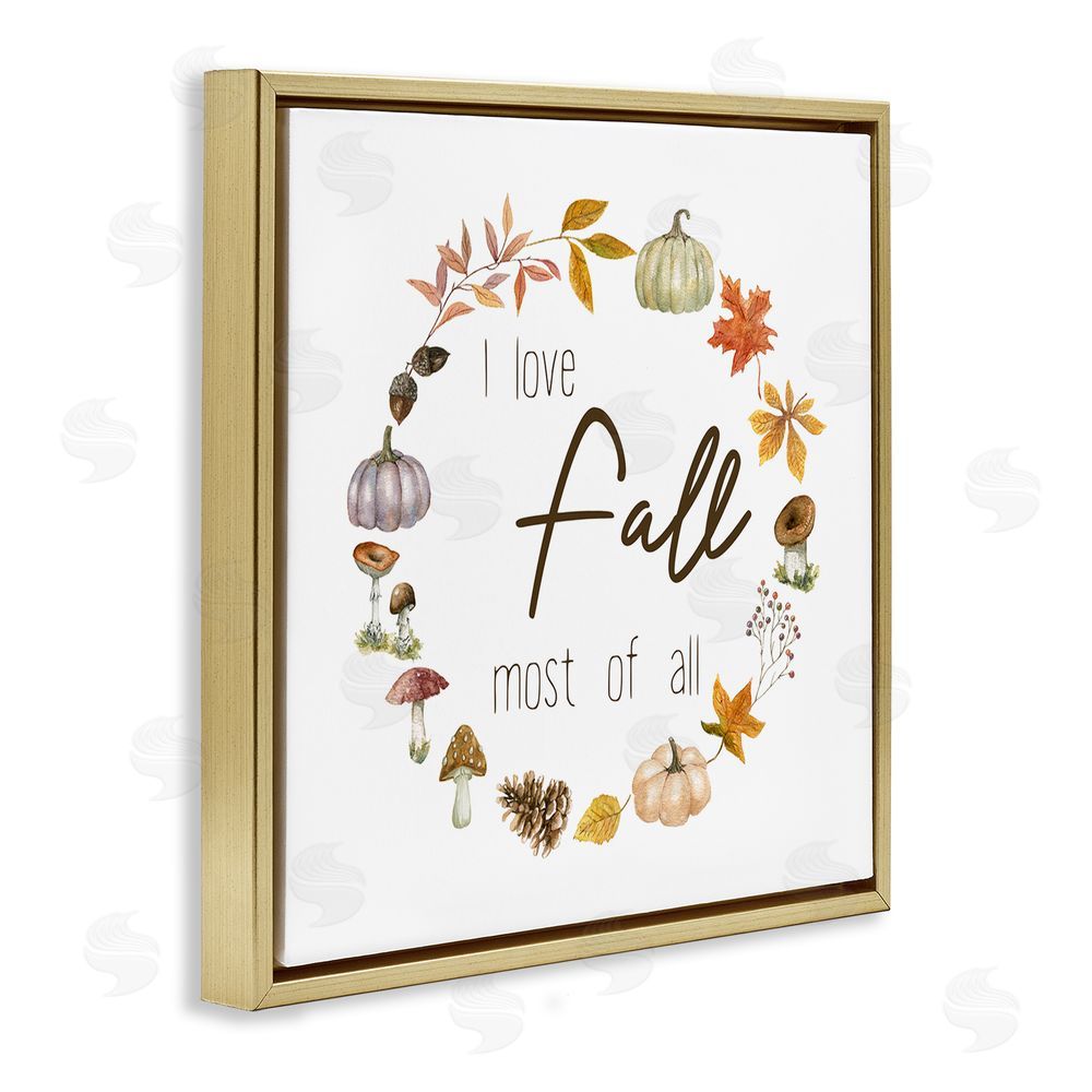 Livi Finn Love Fall Most Wreath Gold Floating Frame Canvas Wall Art Print