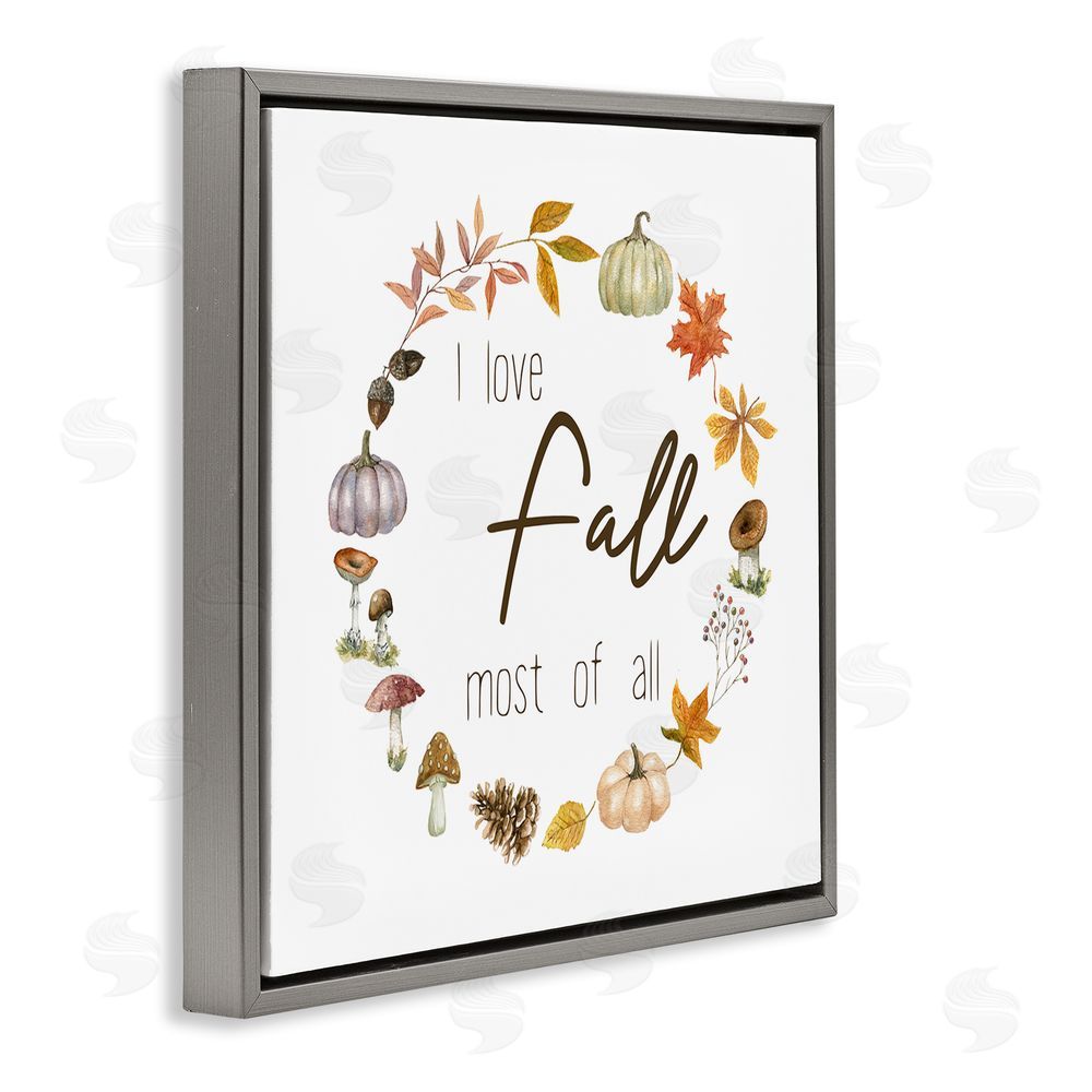 Livi Finn Love Fall Most Wreath Gray Floating Frame Canvas Wall Art Print
