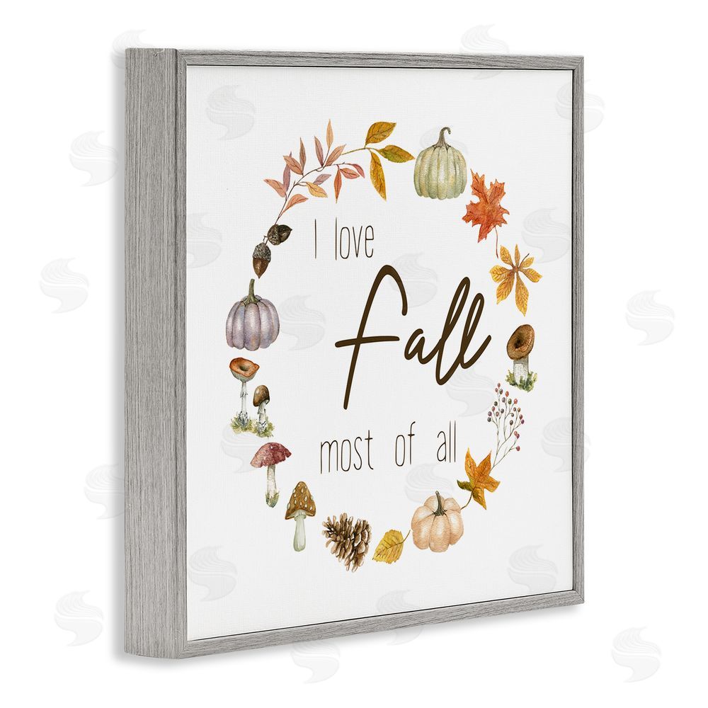 Livi Finn Love Fall Most Wreath Gray Framed Giclee Wall Art Print