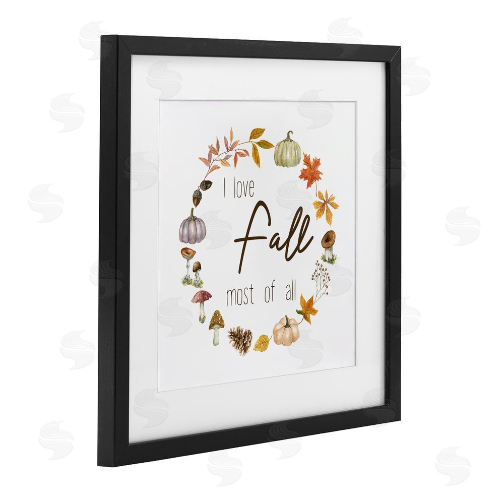 Livi Finn Love Fall Most Wreath Black Framed Print Under Glass with White Mat Wall Art