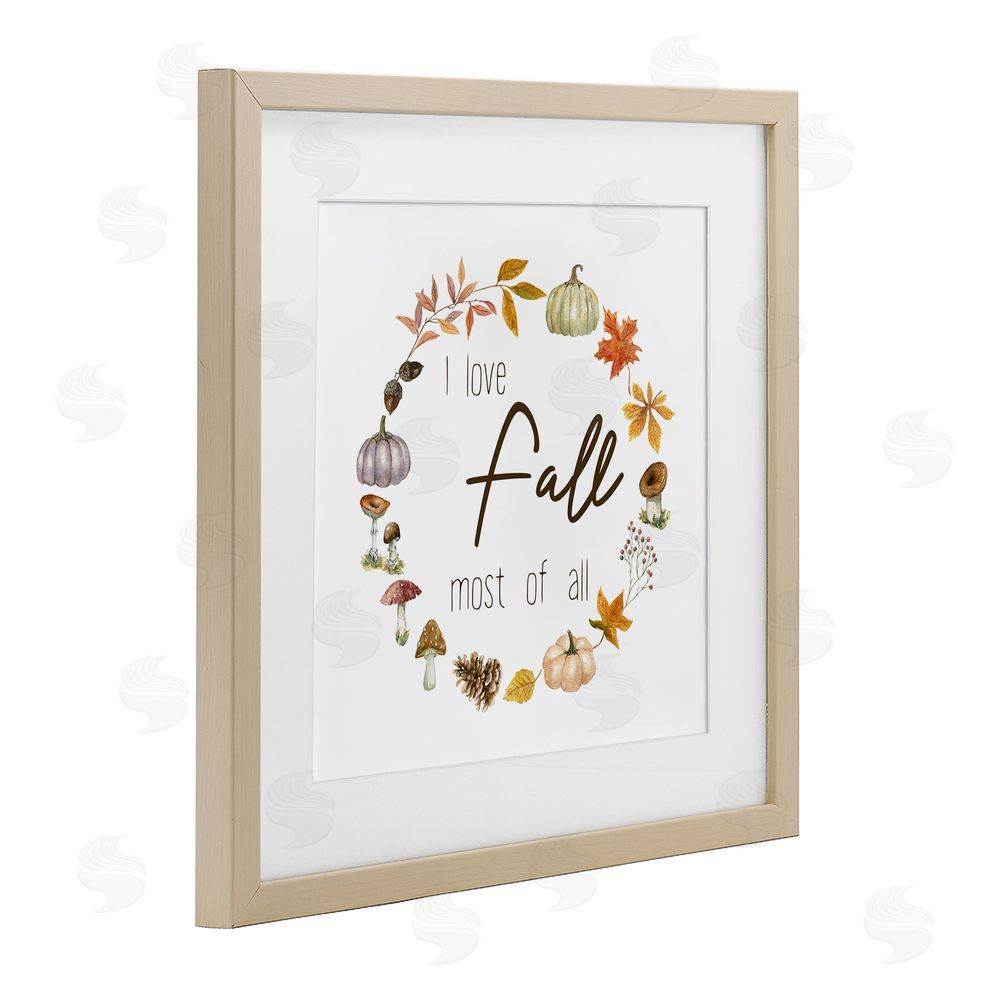 Livi Finn Love Fall Most Wreath Birch Framed Print Under Glass with White Mat Wall Art