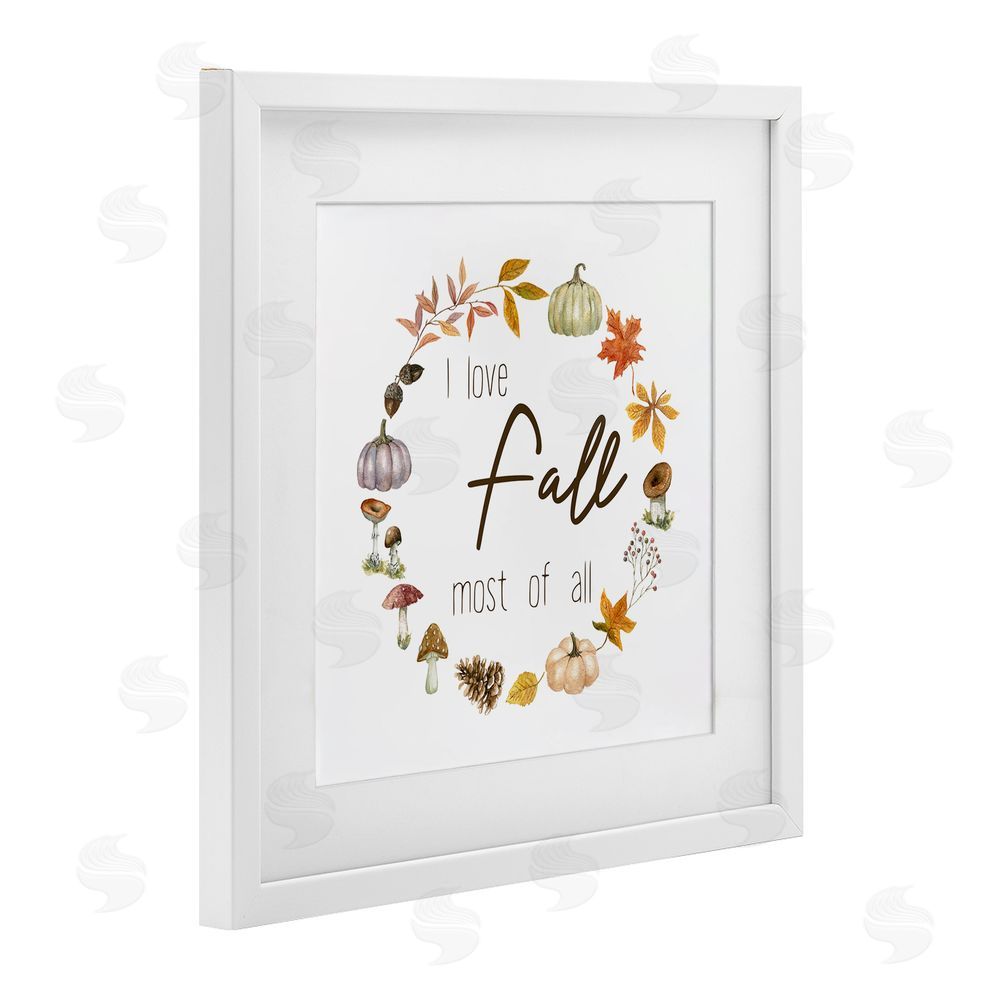 Livi Finn Love Fall Most Wreath White Framed Print Under Glass with Mat Wall Art