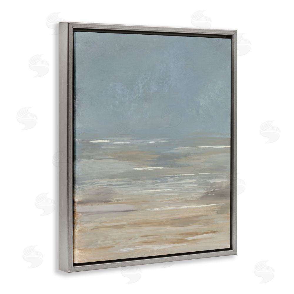 Kristen Dalpiaz Abstract Beach Gradient Gray Floating Frame Canvas Wall Art Print