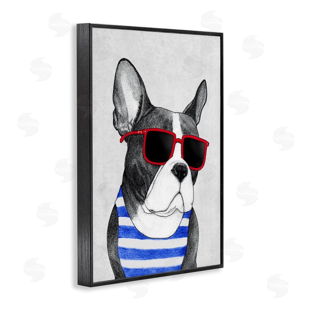 Barruff Frenchie Summer Style Black Framed Giclee Wall Art Print