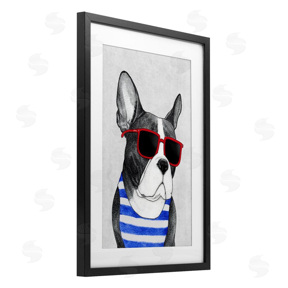 Barruff Frenchie Summer Style Black Framed Print Under Glass Wall Art