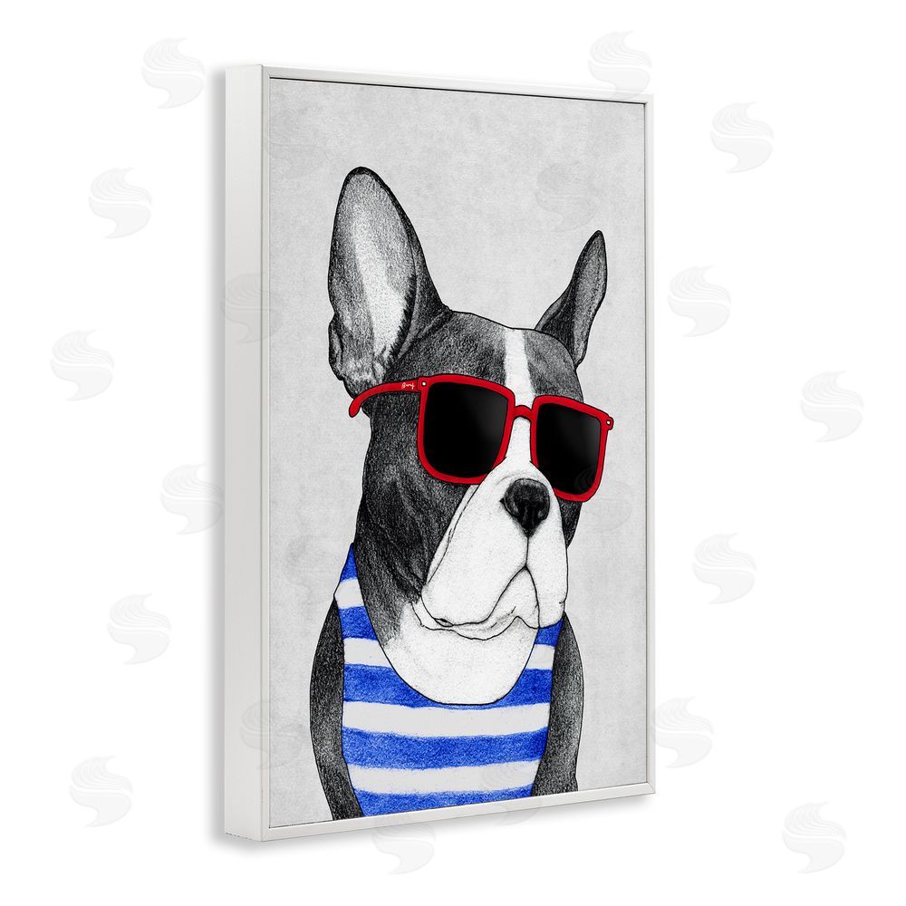 Barruff Frenchie Summer Style White Framed Giclee Wall Art Print