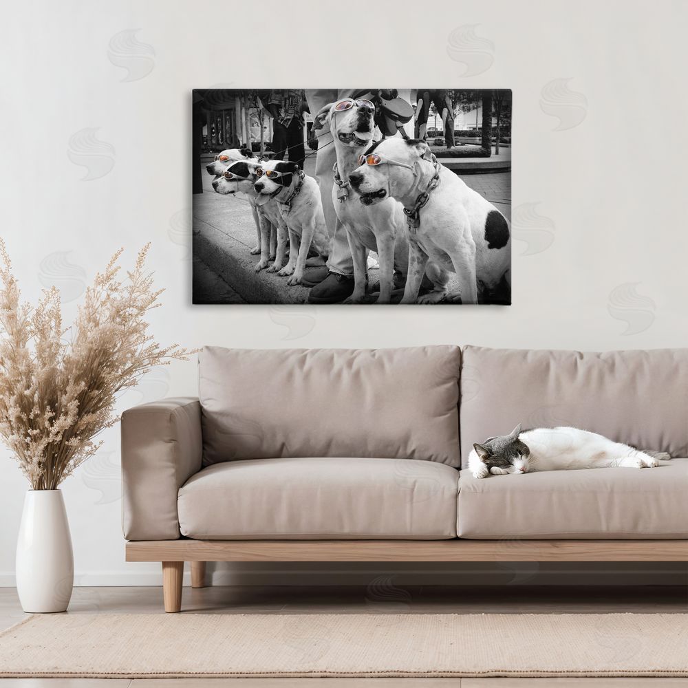 Scott Henderson Afternoon Stroll Pups Stretched Canvas Wall Art in Room