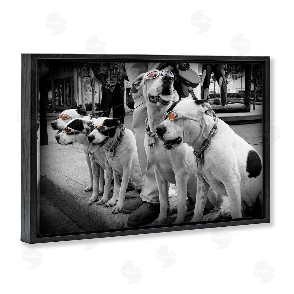 Scott Henderson Afternoon Stroll Pups Black Floating Frame Canvas Wall Art Print