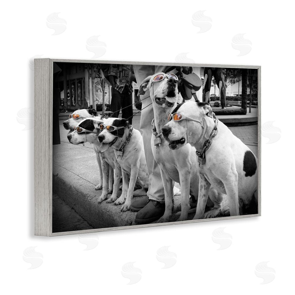 Scott Henderson Afternoon Stroll Pups Gray Framed Giclee Wall Art Print