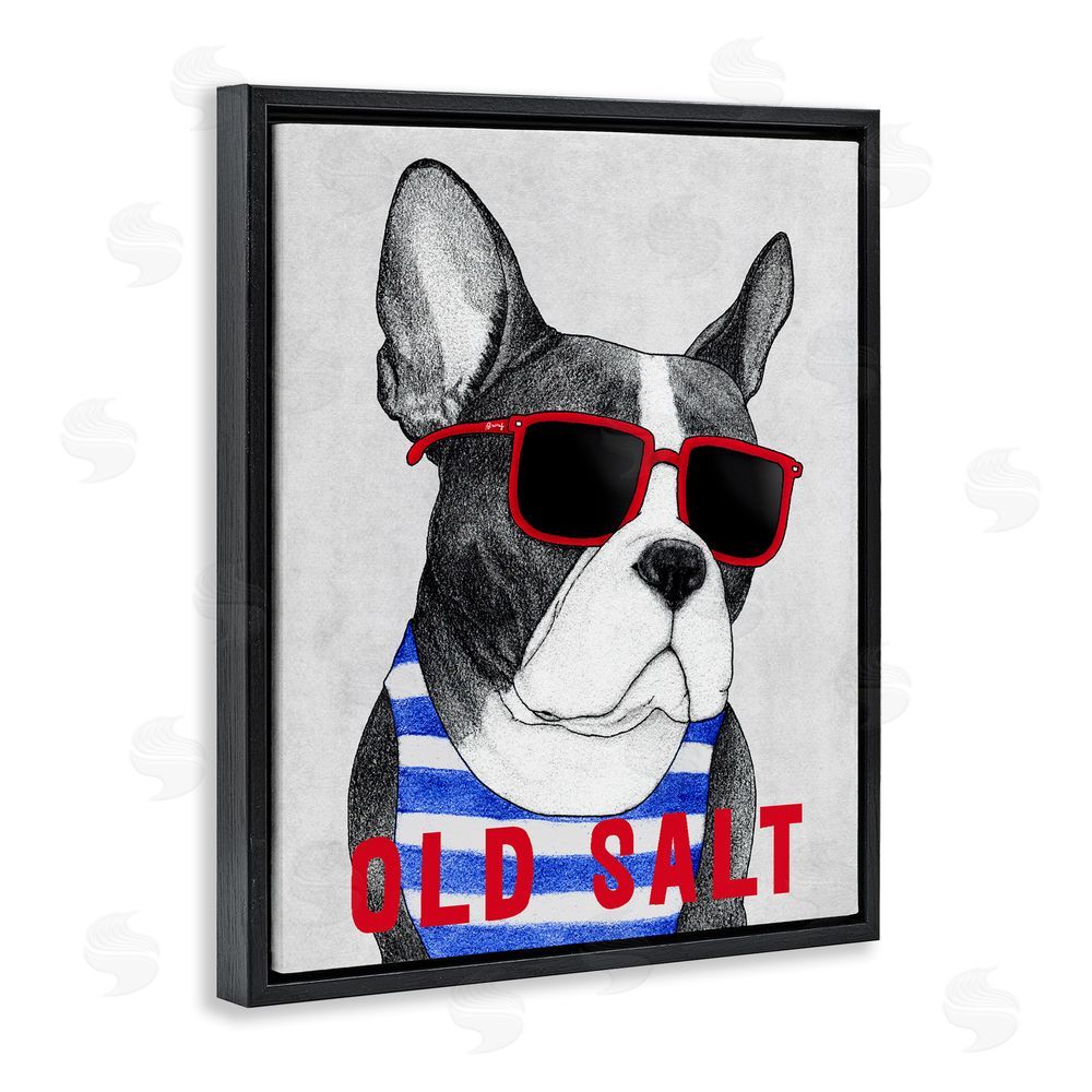 Barruff Old Salt Summer Frenchie Black Floating Frame Canvas Wall Art Print