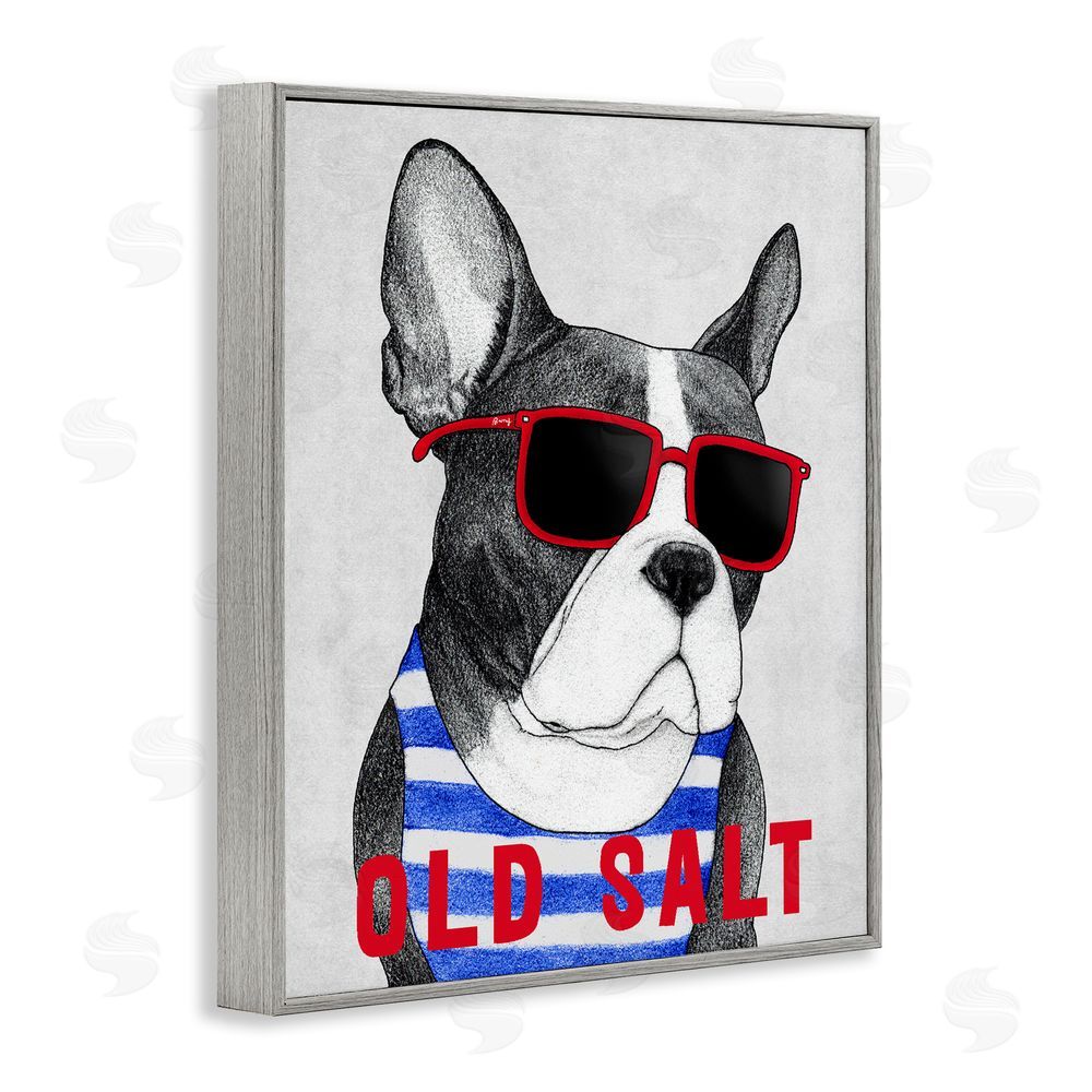 Barruff Old Salt Summer Frenchie Gray Framed Giclee Wall Art Print