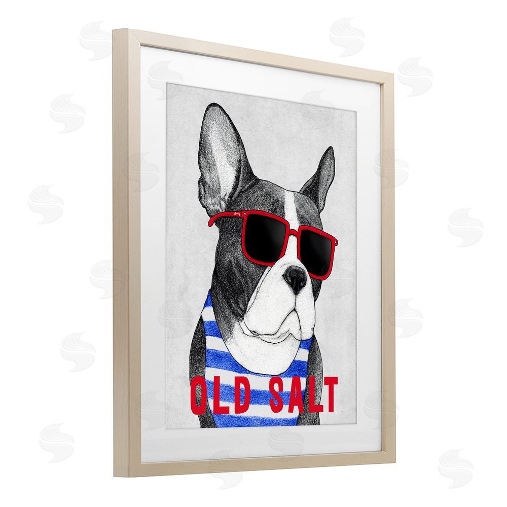 Barruff Old Salt Summer Frenchie Brown Framed Print Under Glass Wall Art