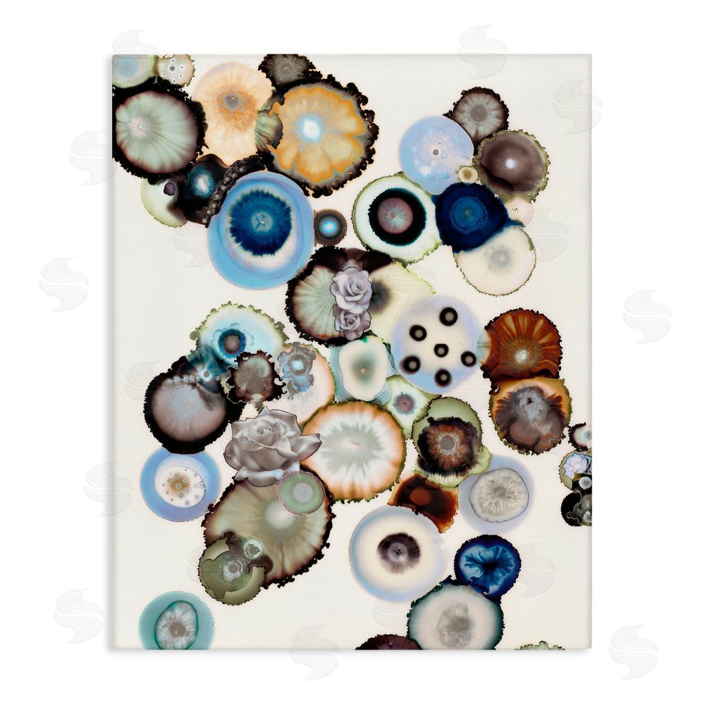 Laura Van Horne Clustered Geodes and Roses Stretched Canvas Wall Art Print