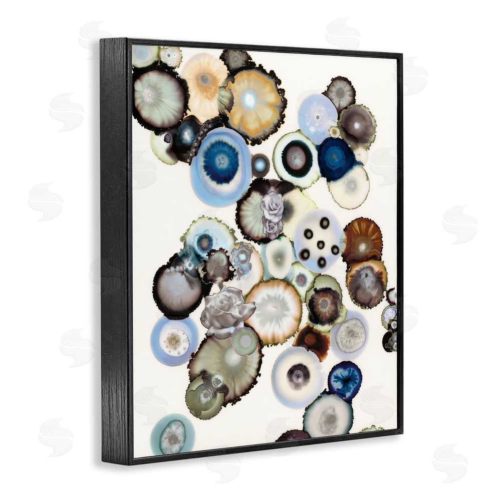 Laura Van Horne Clustered Geodes and Roses Black Framed Giclee Wall Art Print