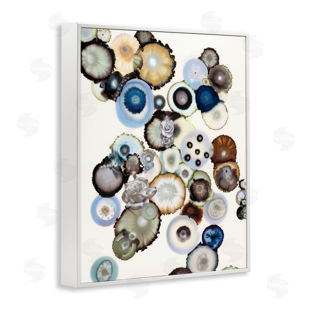 Laura Van Horne Clustered Geodes and Roses White Framed Giclee Wall Art Print