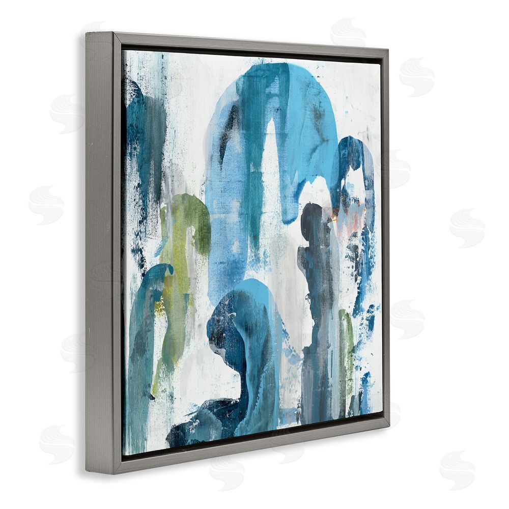 Jeff Iorillo Blue Arches & Currents Gray Floating Frame Canvas Wall Art Print