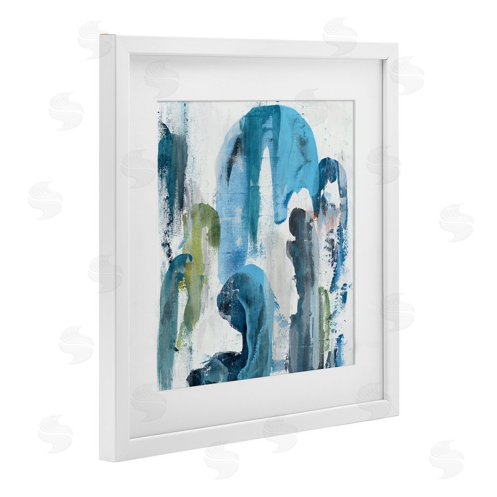 Jeff Iorillo Blue Arches & Currents White Framed Print Under Glass Wall Art