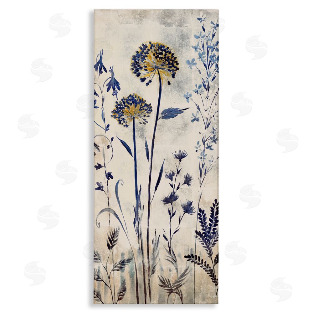 Liz Jardine Blue Allium Botanical Blooms Stretched Canvas Wall Art Print