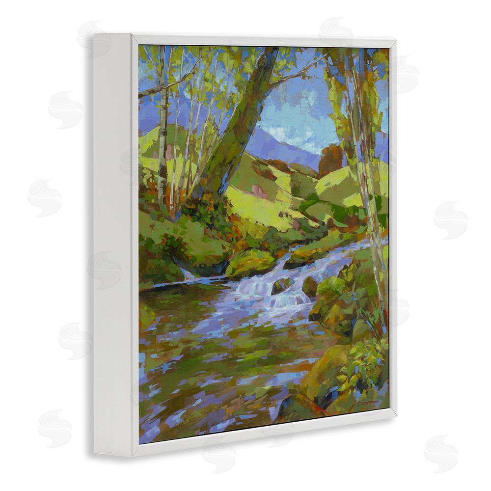 Trevor Copenhaver Birch Lined Forest Stream White Framed Giclee Wall Art Print