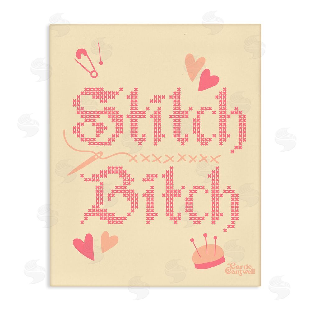 Carrie Cantwell Stitch B*tch Embroidery Craft Stretched Canvas Wall Art Print