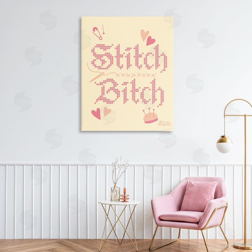 Carrie Cantwell Stitch B*tch Embroidery Craft Stretched Canvas Wall Art Print in Room