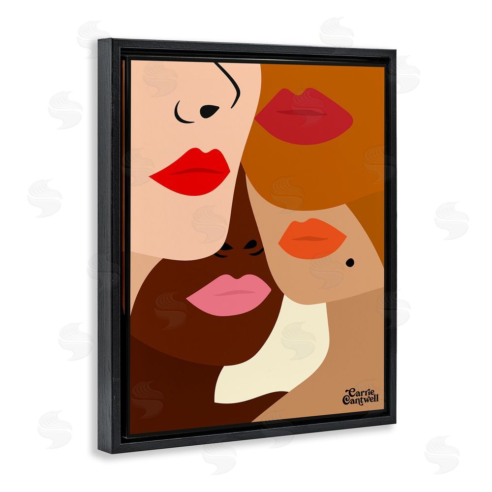 Carrie Cantwell Many Faces of Women Black Floating Frame Canvas Wall Art Print
