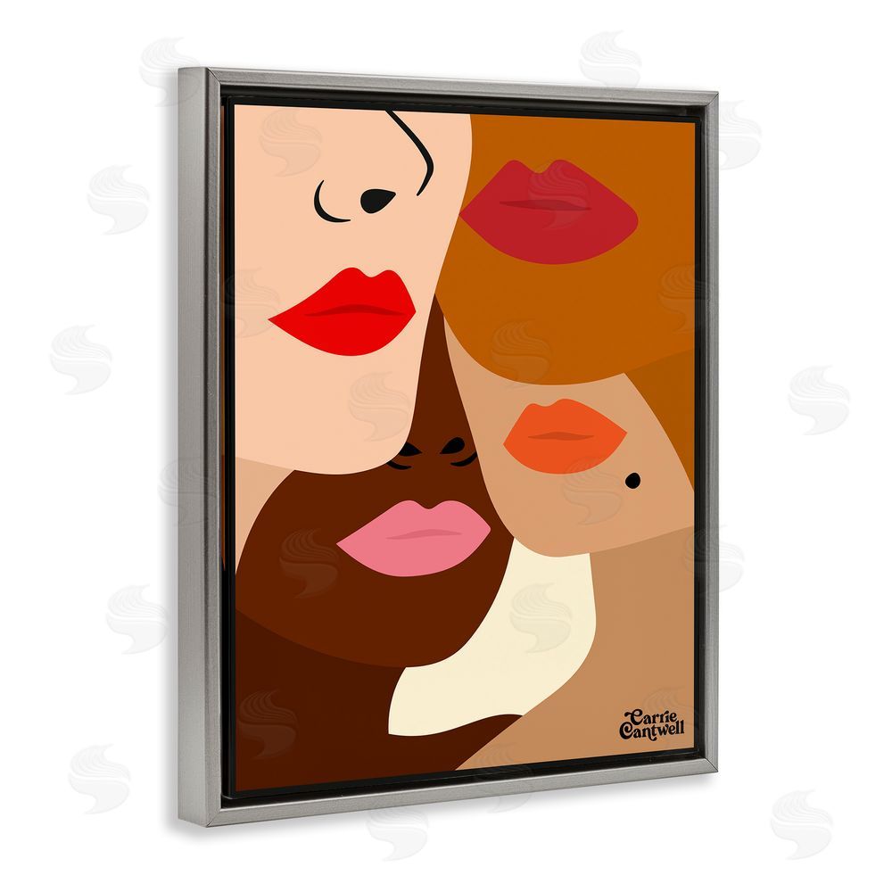 Carrie Cantwell Many Faces of Women Gray Floating Frame Canvas Wall Art Print