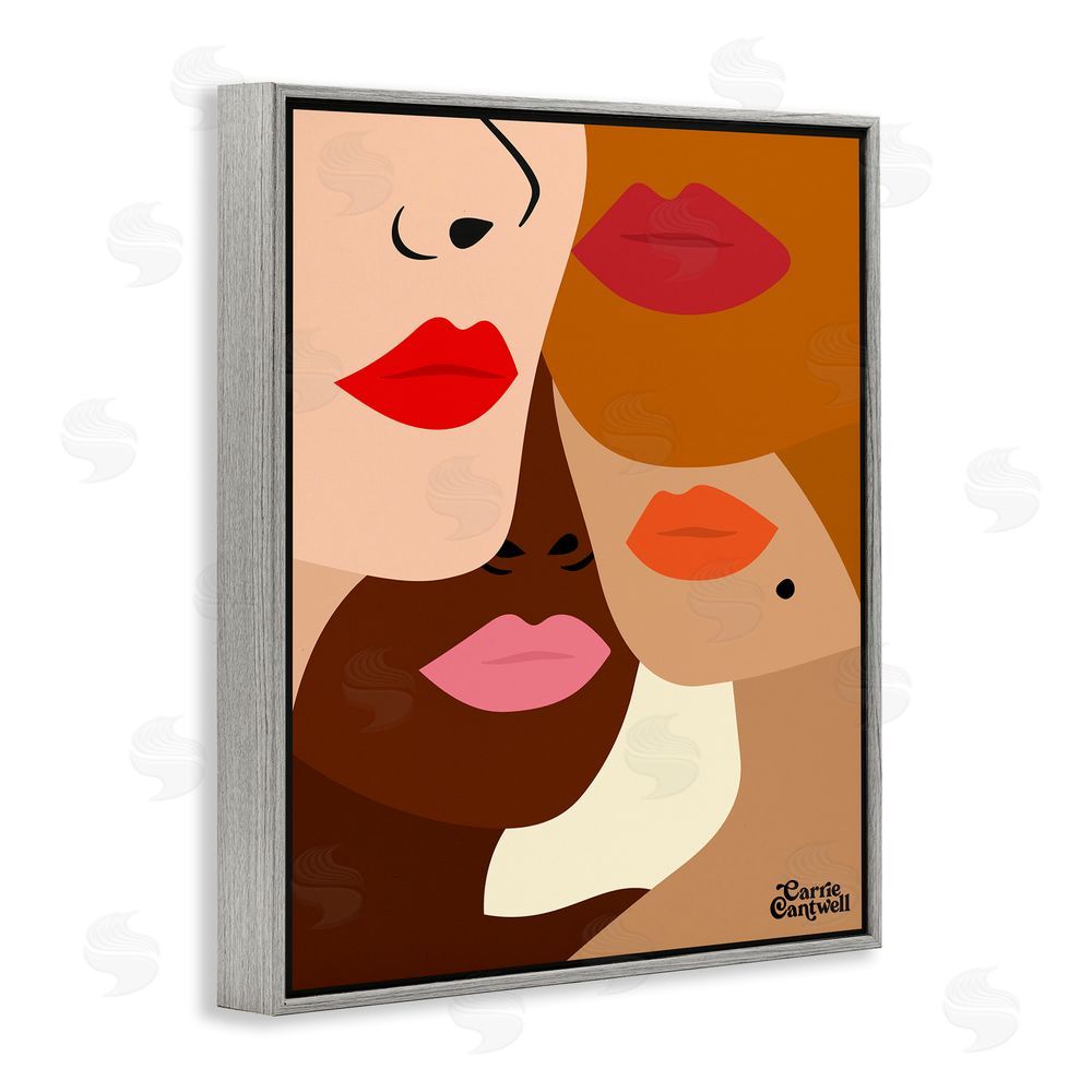 Carrie Cantwell Many Faces of Women Gray Framed Giclee Print Wall Art