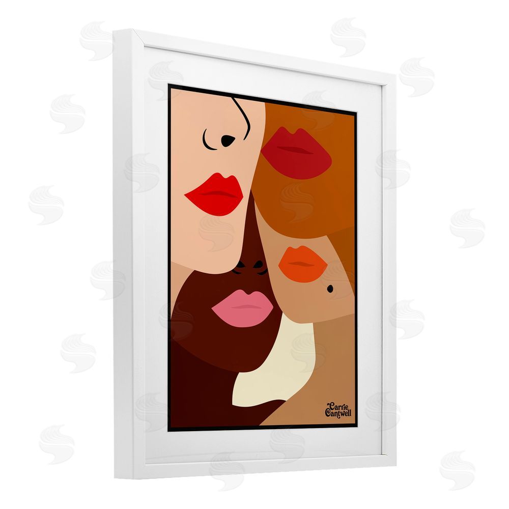 Carrie Cantwell Many Faces of Women White Framed Print Under Glass Wall Art