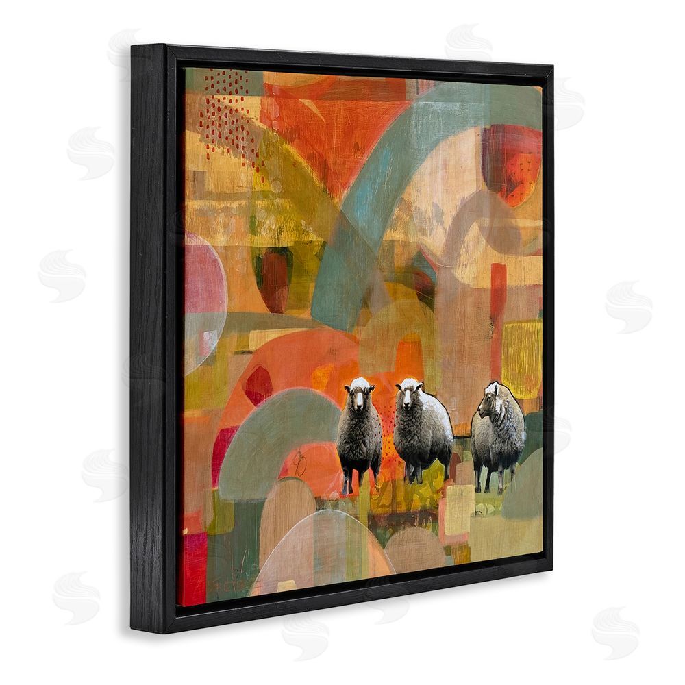 Dianna Fritzler Counting In My Sheep Black Floating Frame Canvas Wall Art Print