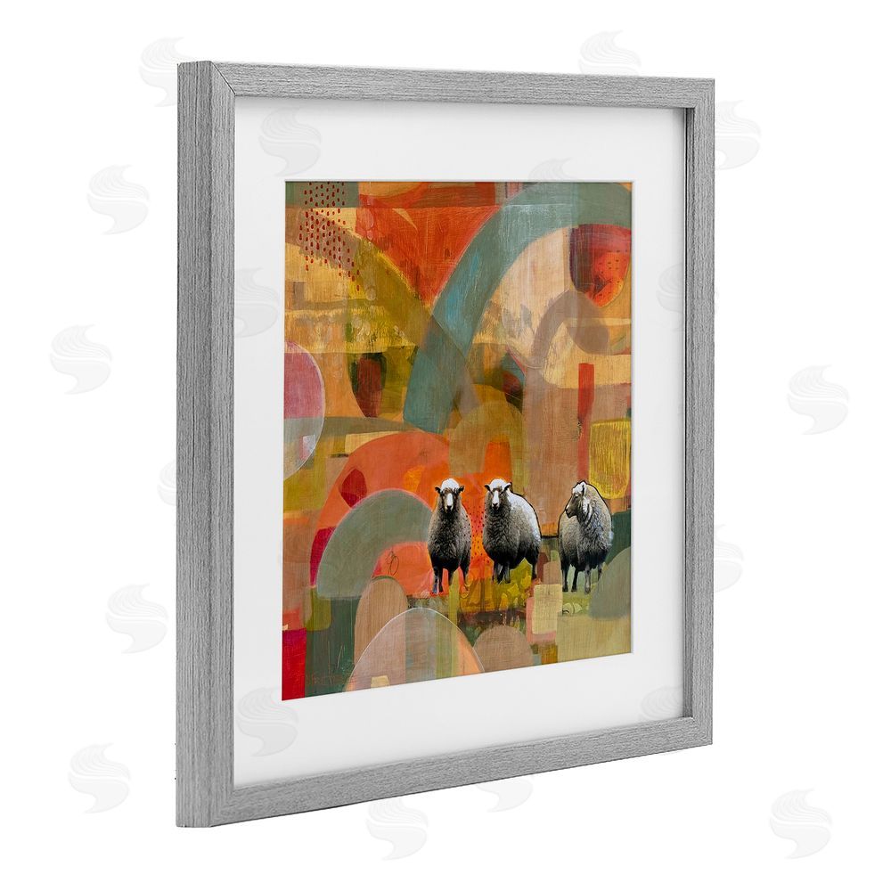 Dianna Fritzler Counting In My Sheep Gray Framed Print Under Glass Wall Art