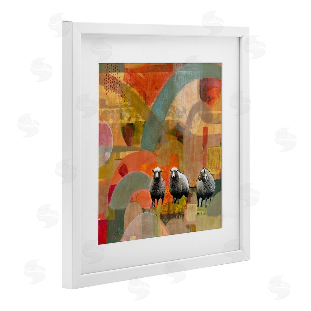 Dianna Fritzler Counting In My Sheep White Framed Print Under Glass Wall Art