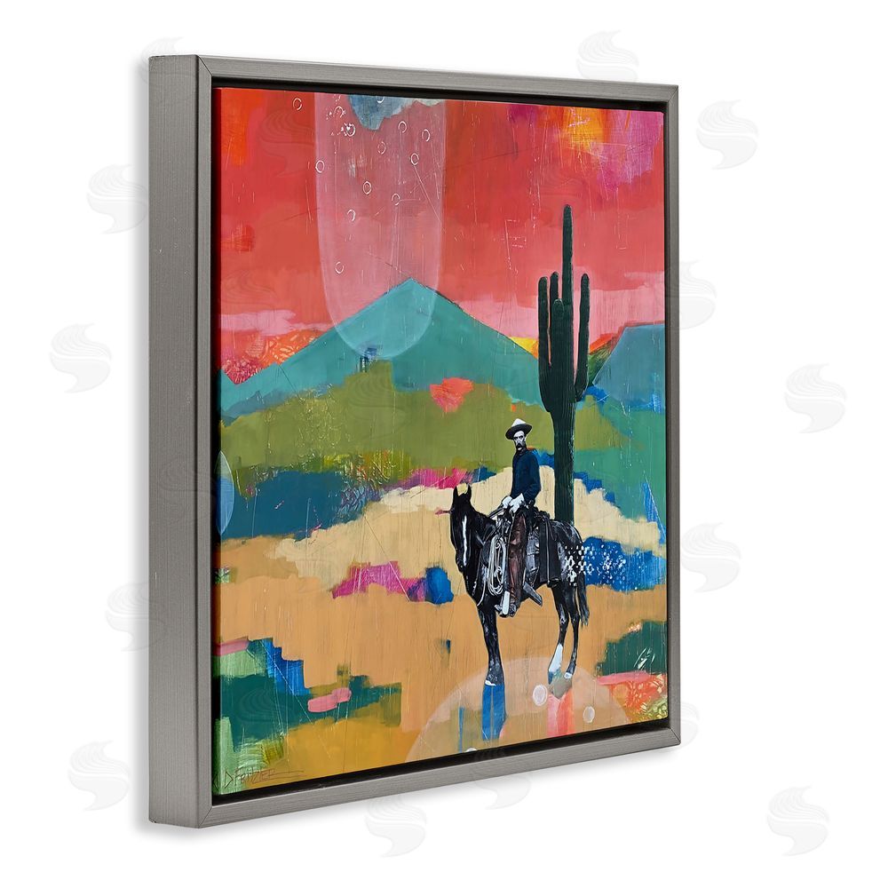 Dianna Fritzler I Used To Be A Cowboy Gray Floating Frame Canvas Wall Art Print