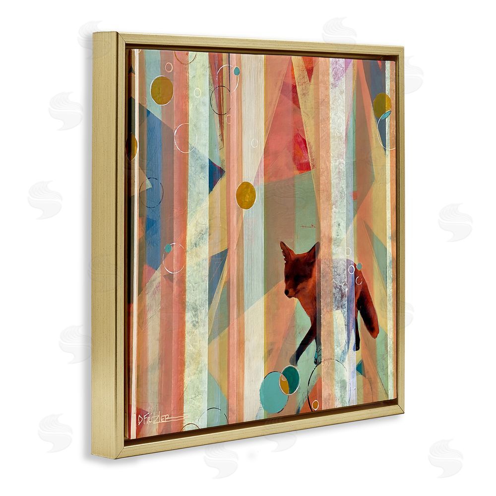 Dianna Fritzler Making My Move Fox Gold Floating Frame Canvas Wall Art Print