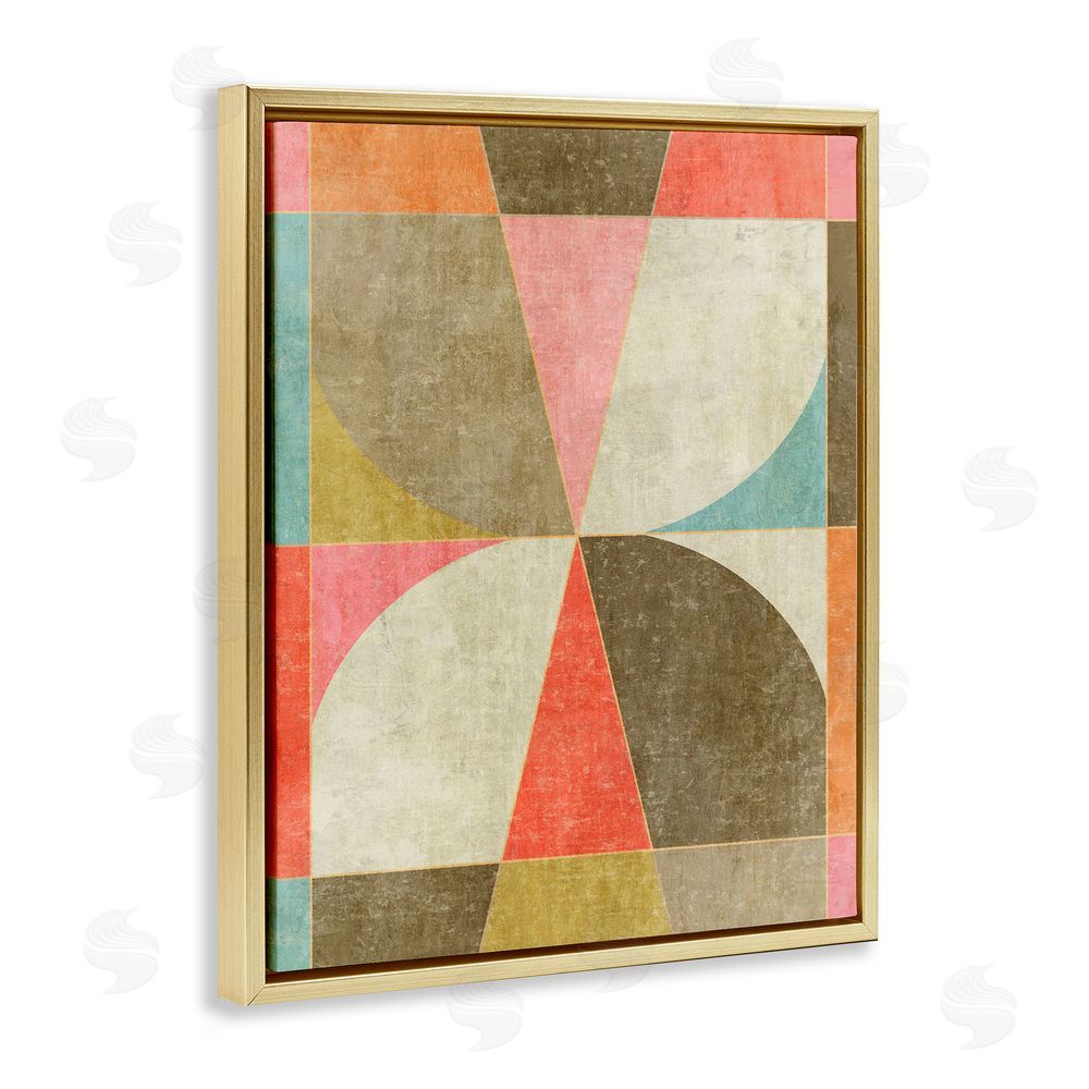 Suzanne Nicoll Pinwheel Symmetric Shapes Gold Floating Frame Canvas Wall Art Print