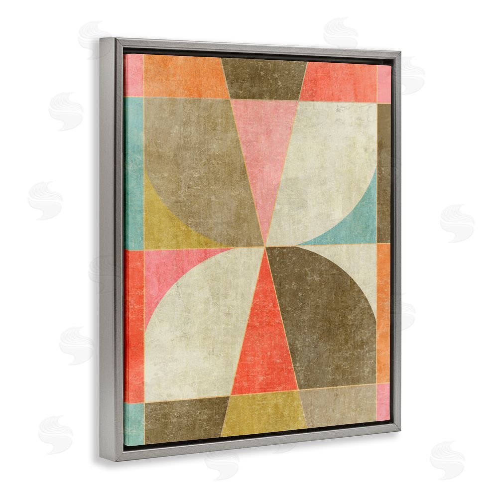 Suzanne Nicoll Pinwheel Symmetric Shapes Gray Floating Frame Canvas Wall Art Print
